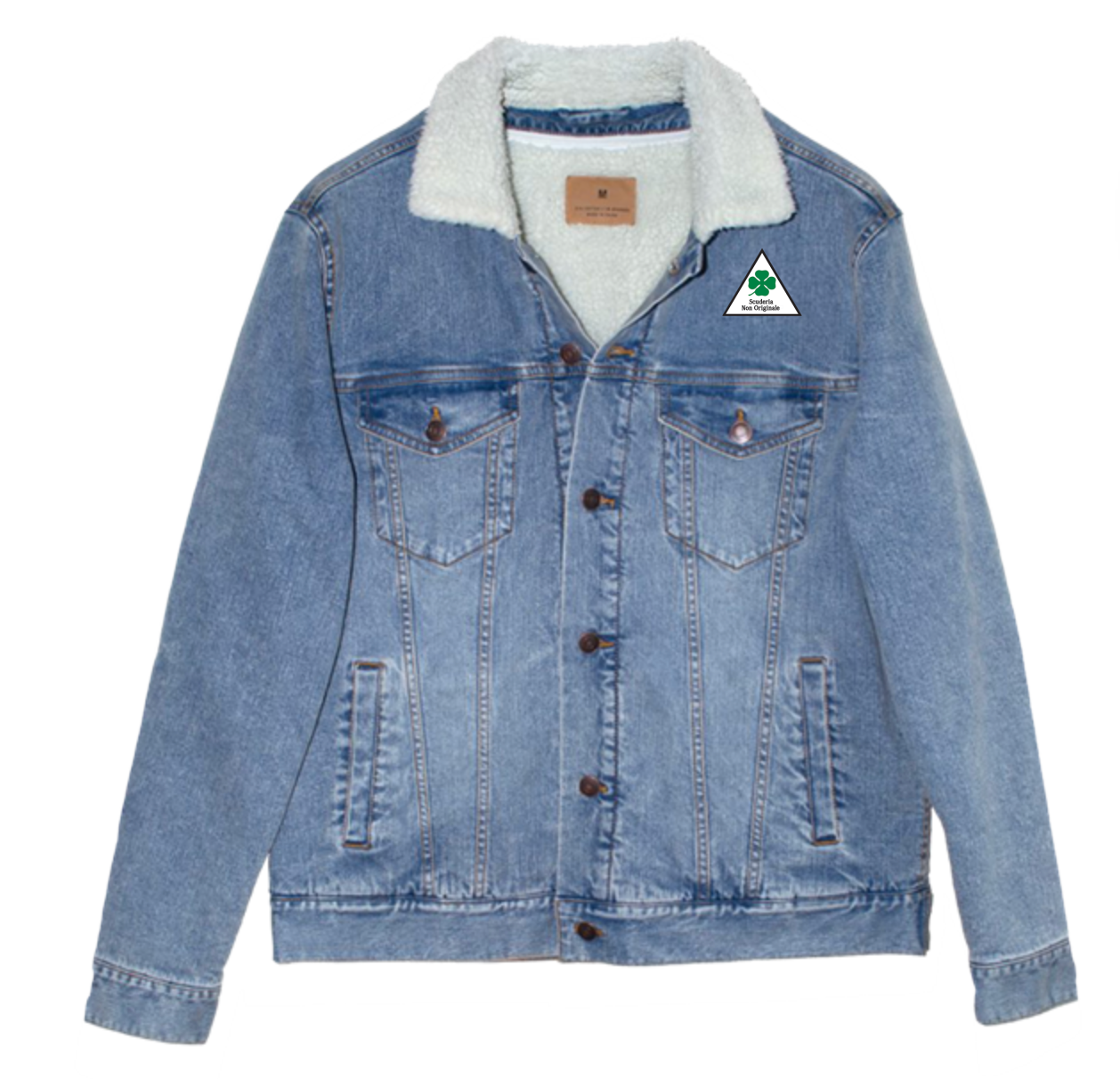 SNO logo denim sherpa jacket